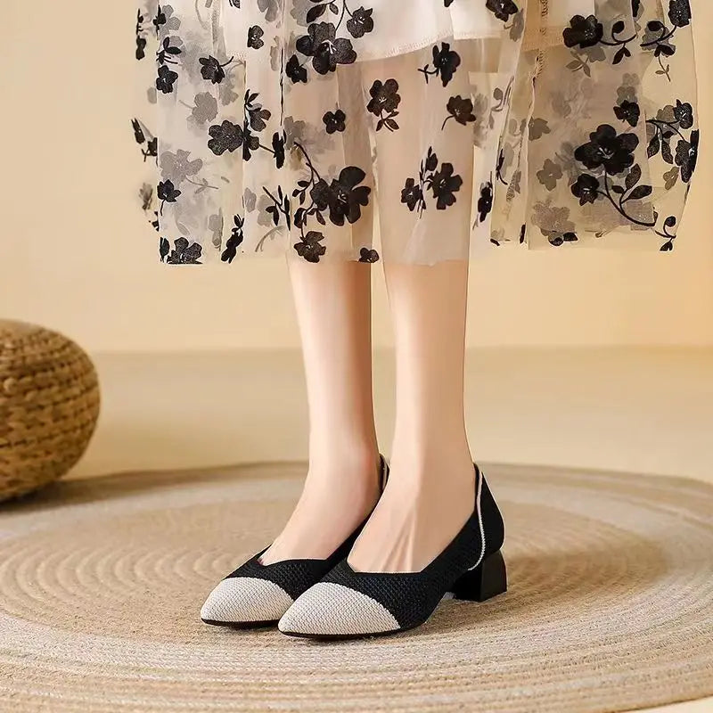 Knit Heels for Women - Comfortable Knit Upper, Elegant Design for Casual Wear