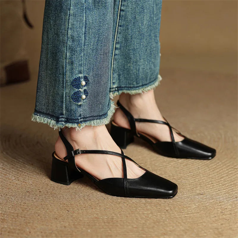 Elegant Leather Heels for Women - Classic Dress Shoes for Formal Occasions