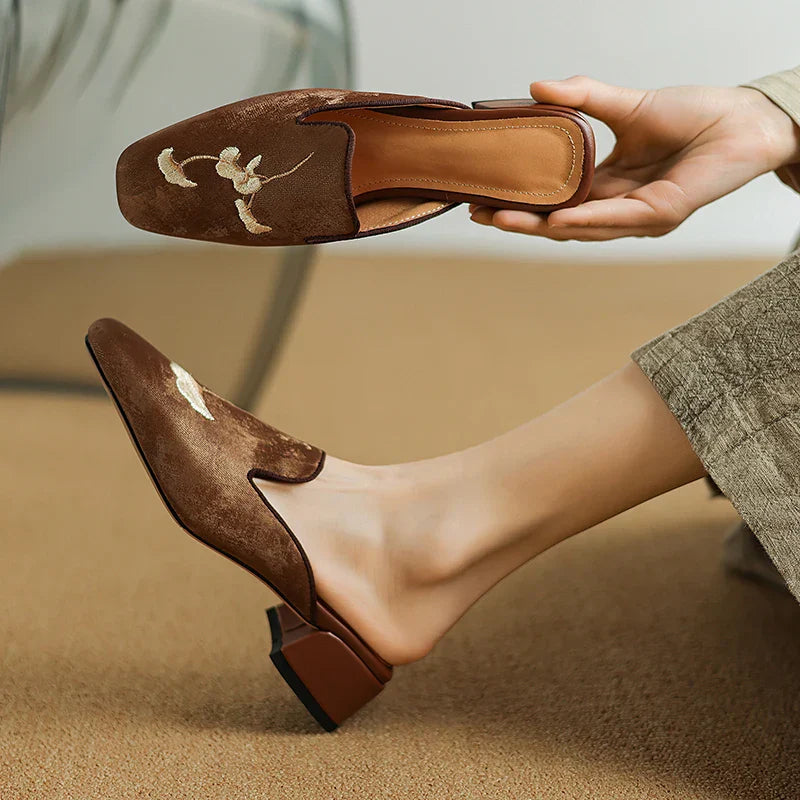 Velvet Mules for Women - Stylish Slip-On Footwear for Casual or Dressy Occasions