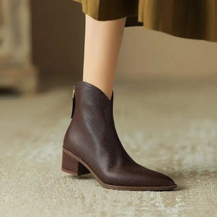 Leather Ankle Boots for Women - Classic Design for Everyday Wear