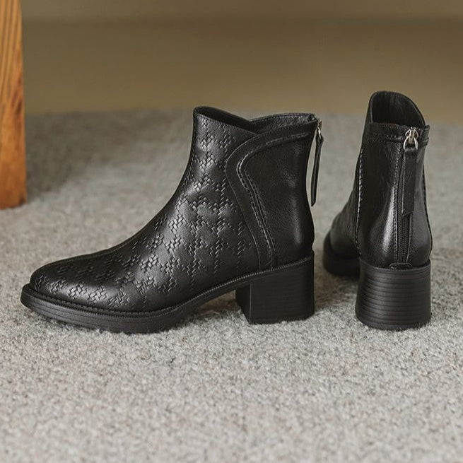 Ankle Boots for Women - Leather, Casual Style, Everyday Wear, Black