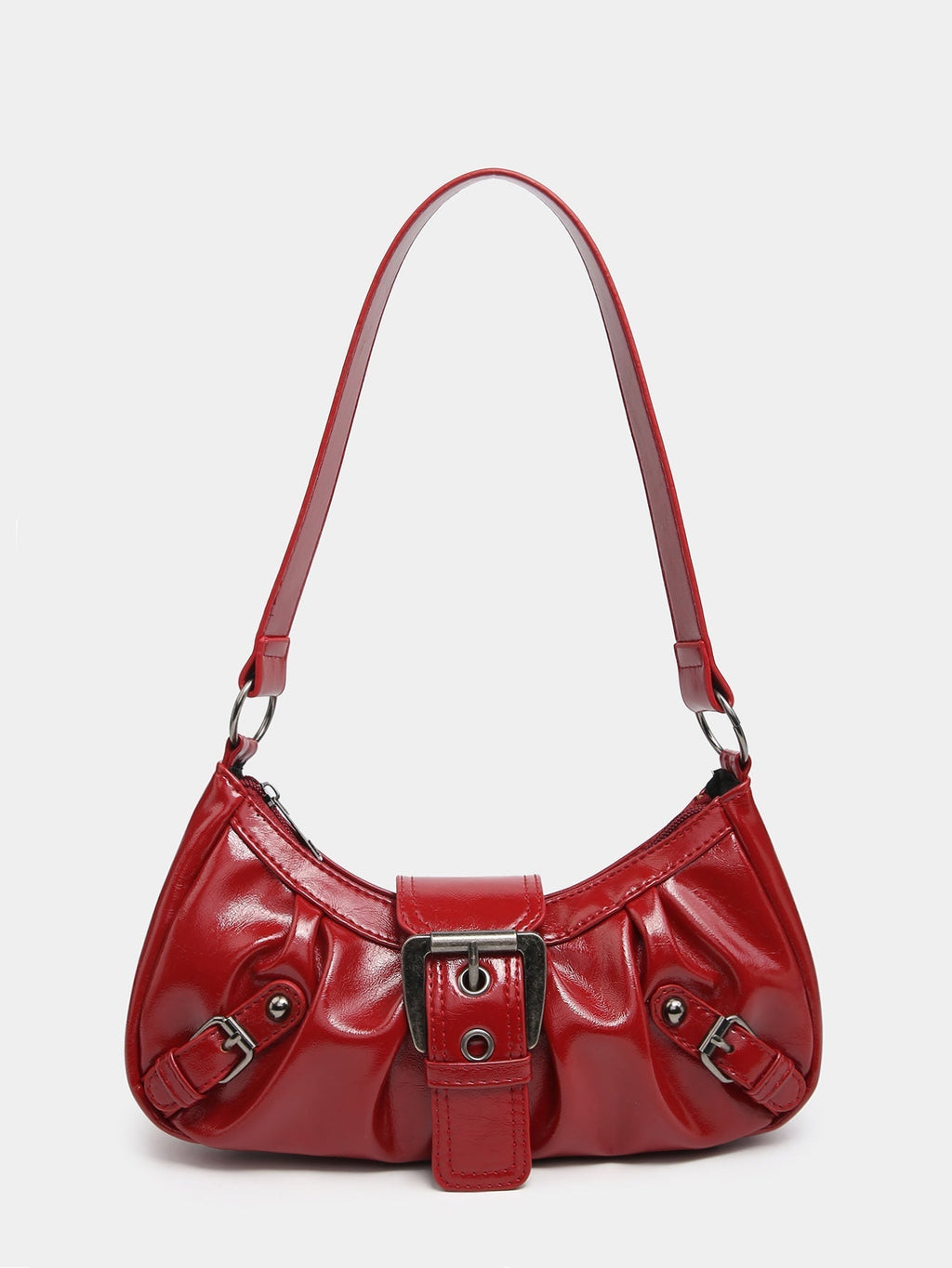 Distressed Faux Leather Hobo Bag with Buckle Detail for Everyday Use