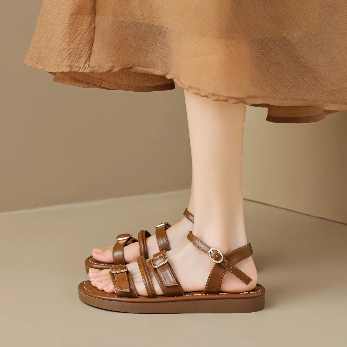 Leather Sandals for Women - Comfortable Casual Footwear for Summer Wear