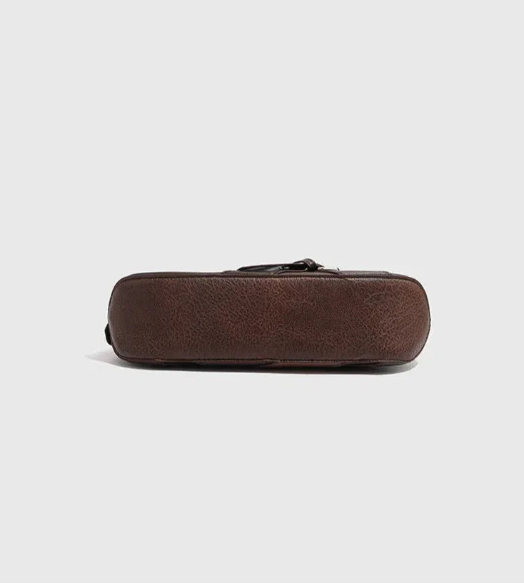 Buckle-Strap Shoulder Bag - Faux Leather - Casual Everyday Use