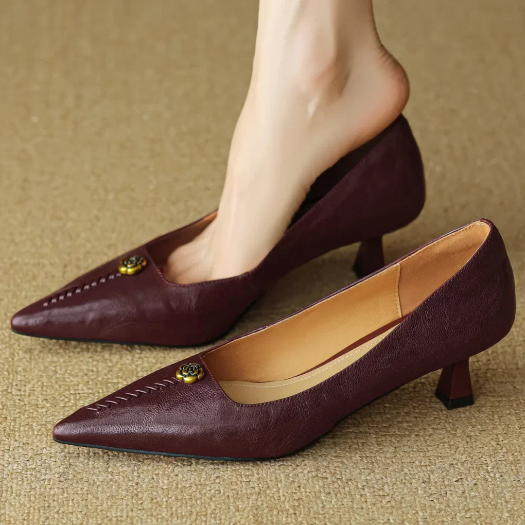 Leather Heels for Women - Clara Rose Design - Elegant Dress Shoes