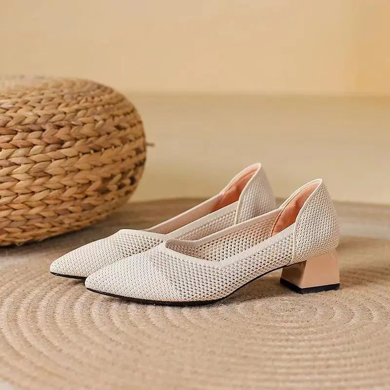 Knit Heels for Women - Comfortable Knit Upper, Elegant Design for Casual Wear