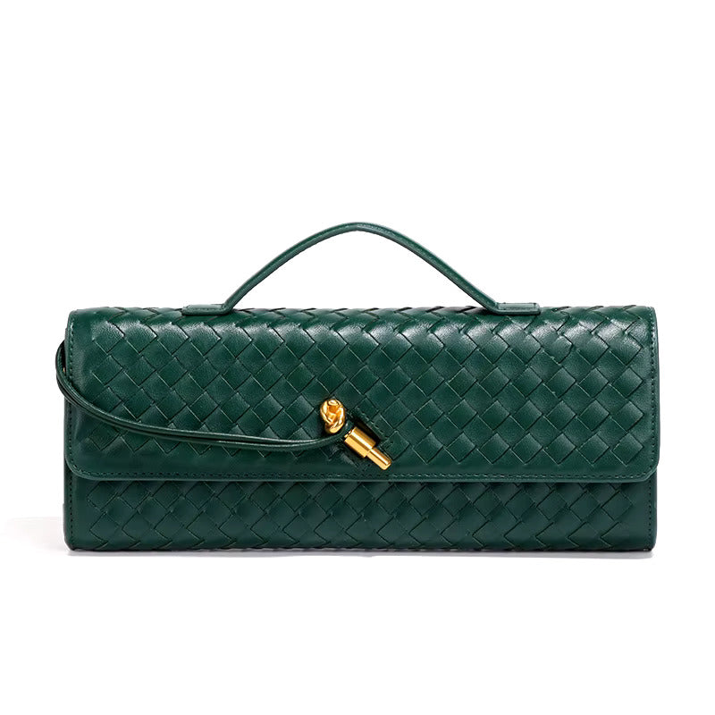Woven Vegan Leather Clutch Bag - Chic Design for Evening and Casual Use