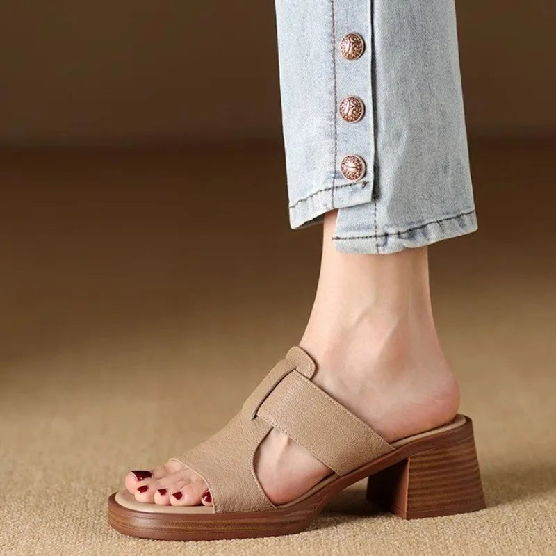 Leather Sandals for Women - Comfortable Casual Footwear for Summer
