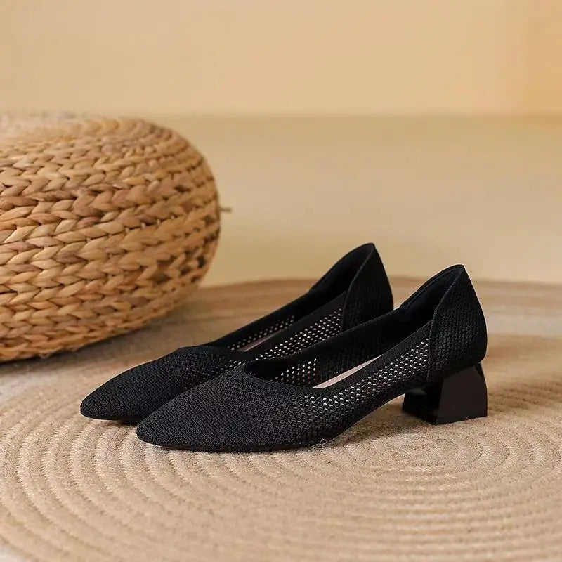 Knit Heels for Women - Comfortable Knit Upper, Elegant Design for Casual Wear