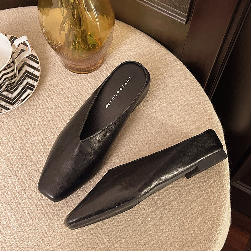 Leather Flat Shoes for Women - Comfortable Everyday Slip-On Footwear