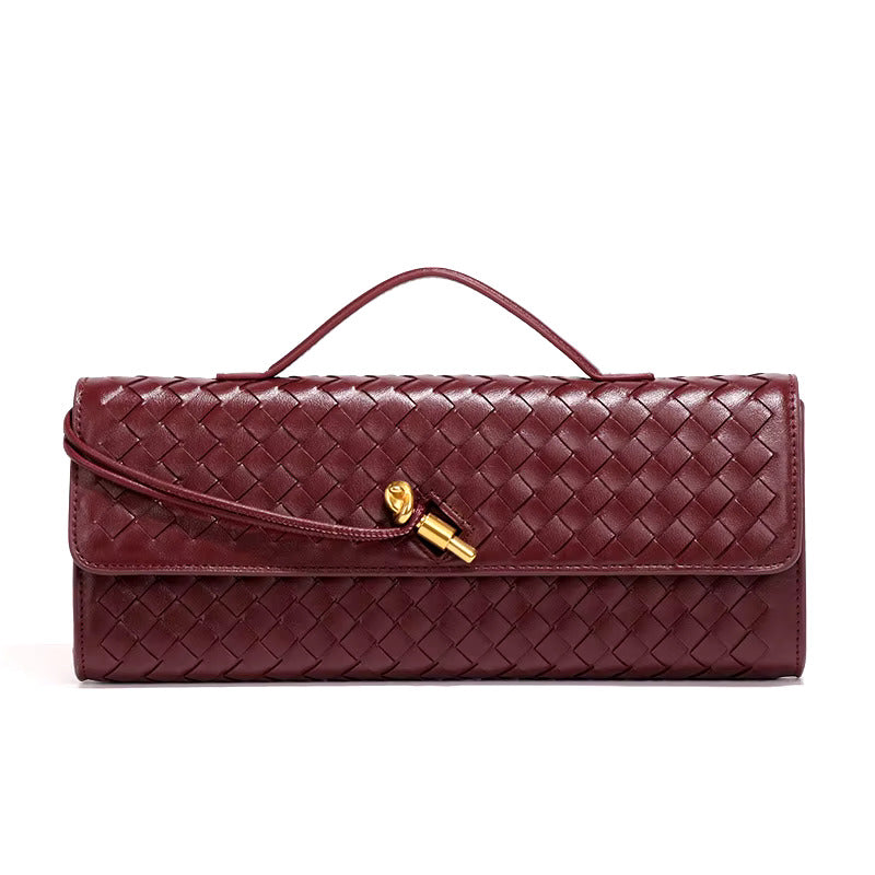Woven Vegan Leather Clutch Bag - Chic Design for Evening and Casual Use