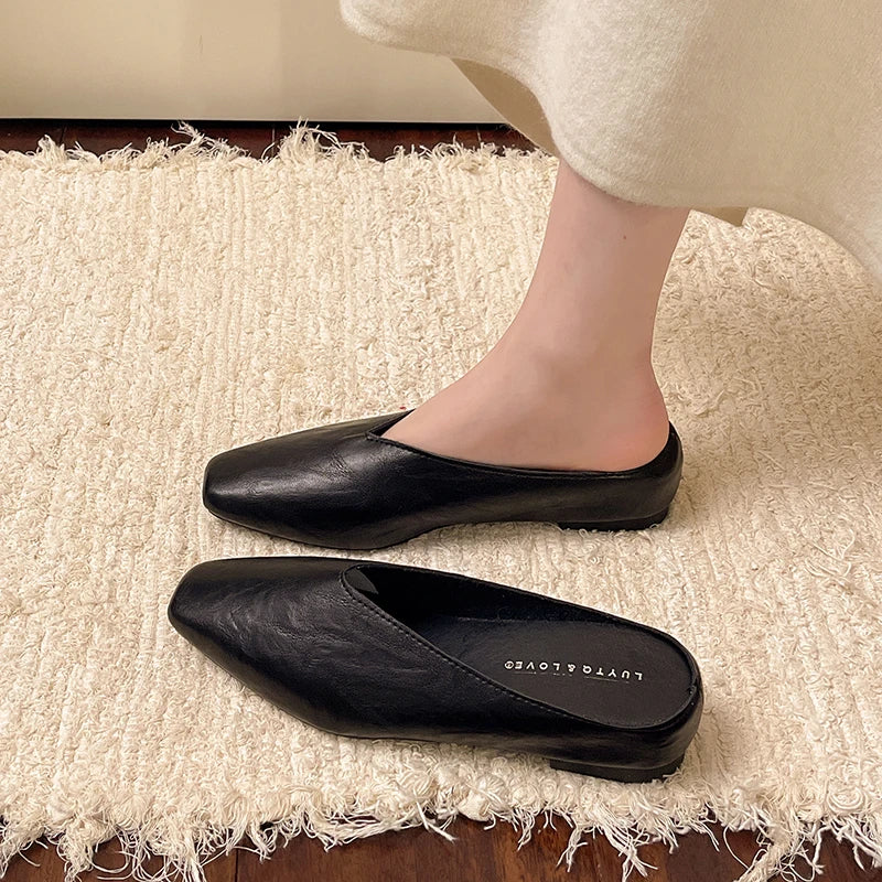 Leather Flat Shoes for Women - Comfortable Everyday Slip-On Footwear