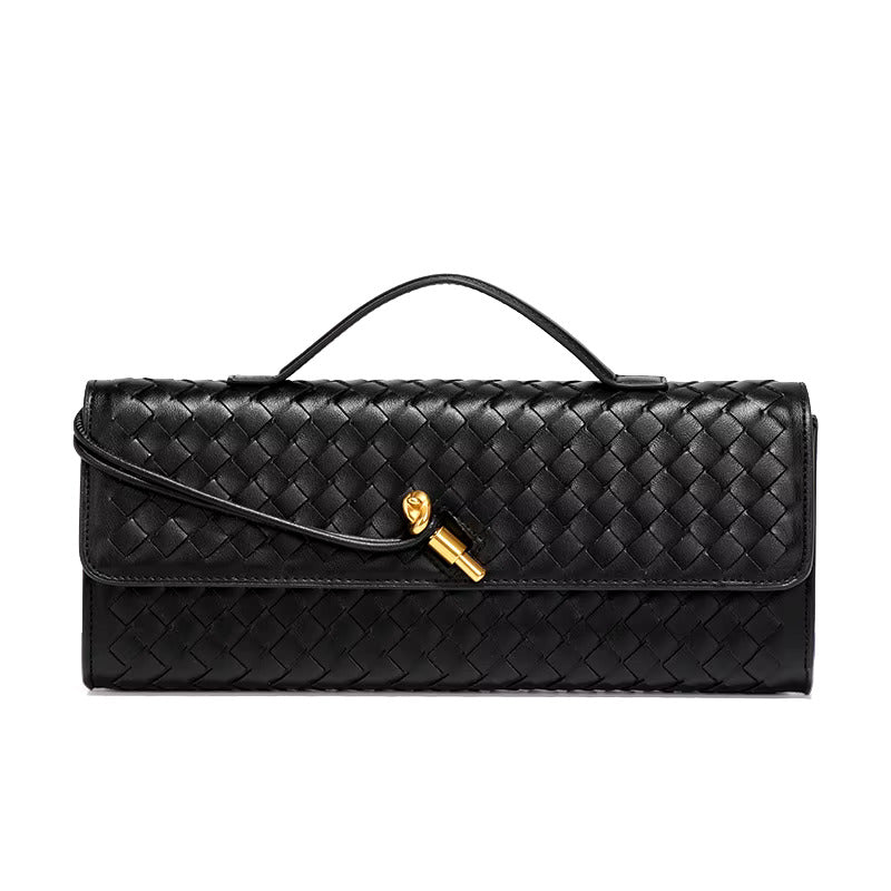 Woven Vegan Leather Clutch Bag - Chic Design for Evening and Casual Use