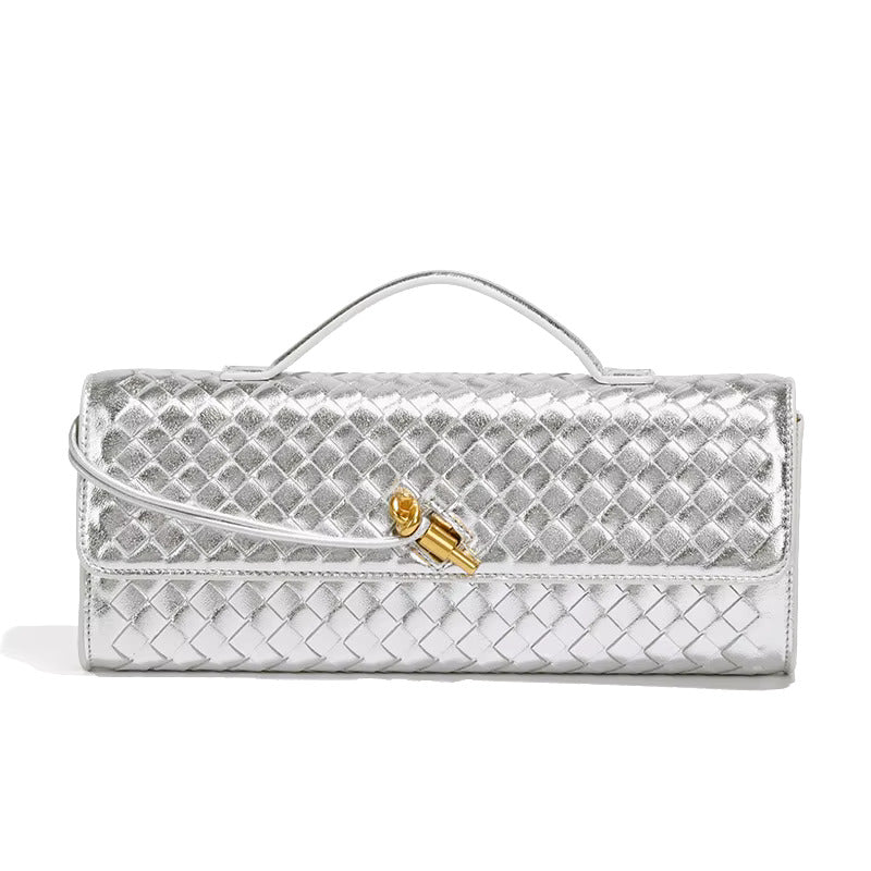 Woven Vegan Leather Clutch Bag - Chic Design for Evening and Casual Use