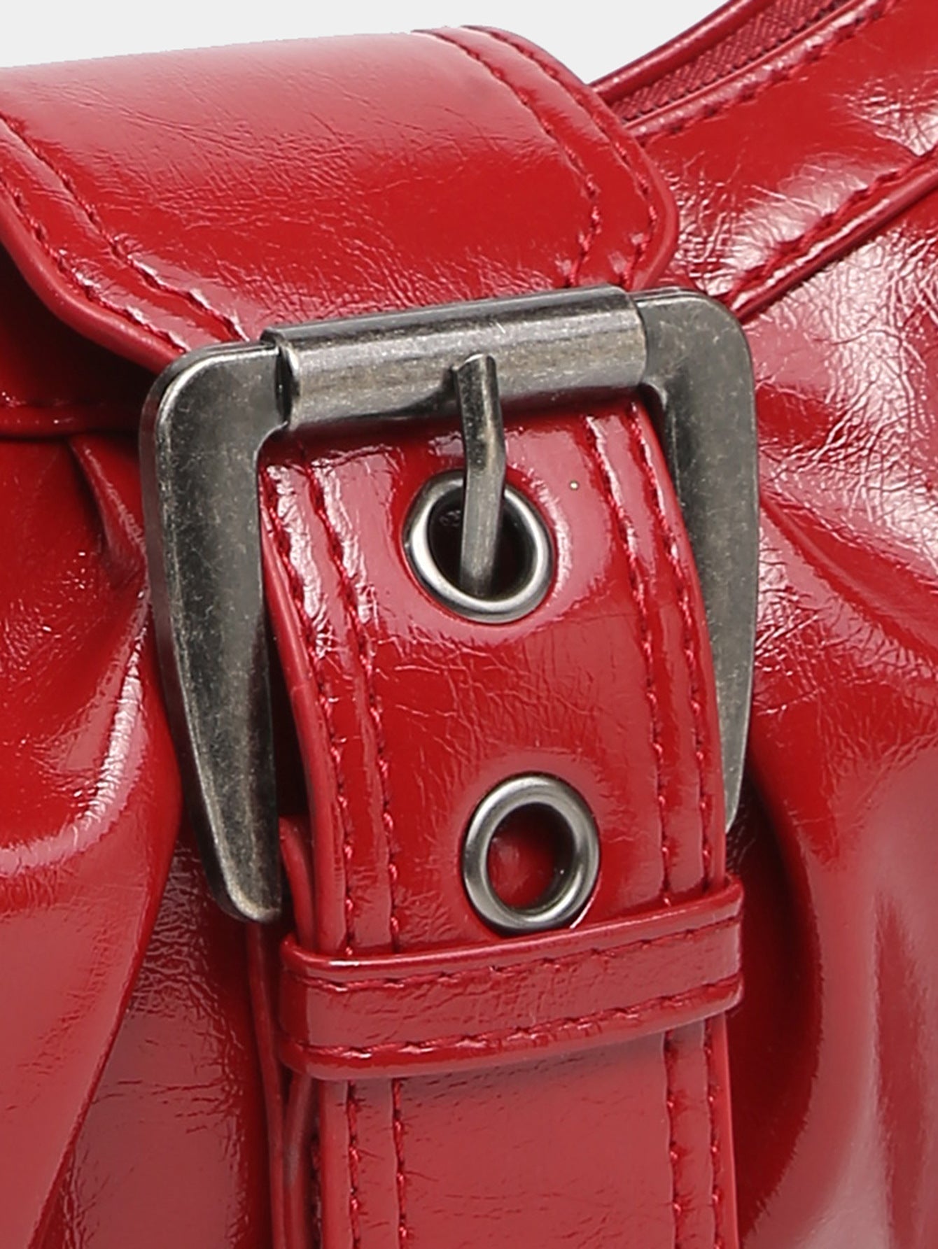 Distressed Faux Leather Hobo Bag with Buckle Detail for Everyday Use