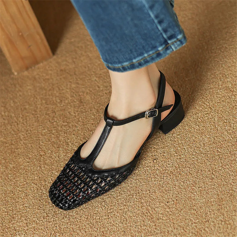 Braided Heels for Women - Stylish Faux Leather Strappy Sandals for Casual Wear