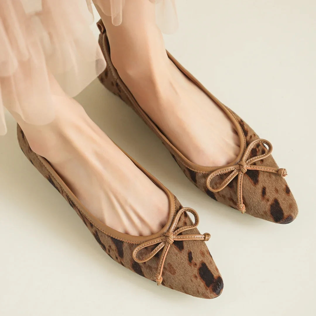 Bow Flats for Women - Comfortable Fabric Slip-On Shoes for Everyday Wear