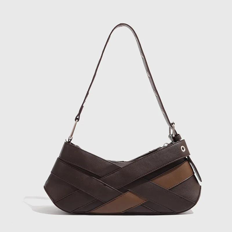 Buckle-Strap Shoulder Bag - Faux Leather - Casual Everyday Use