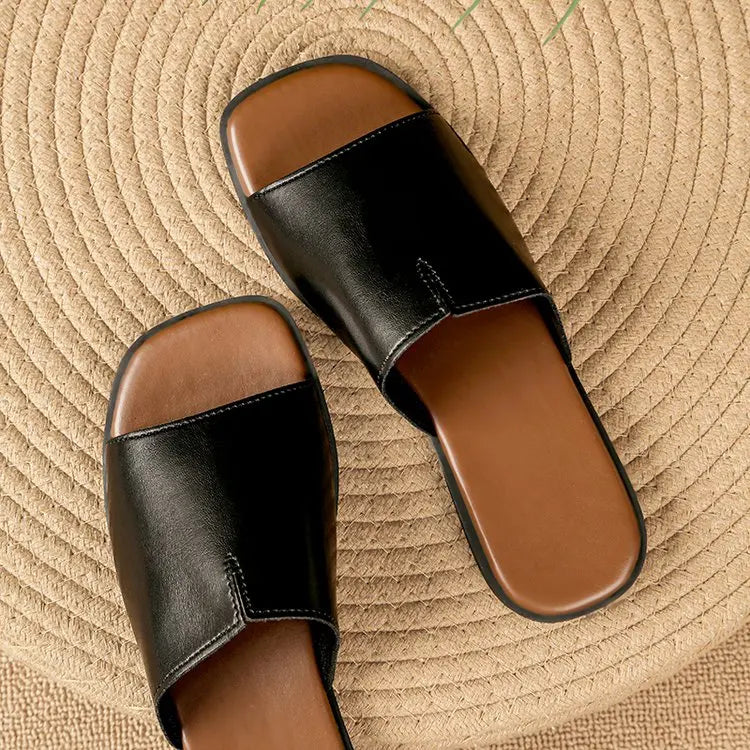 Bianca Leather Flat Sandals for Women - Casual Summer Footwear