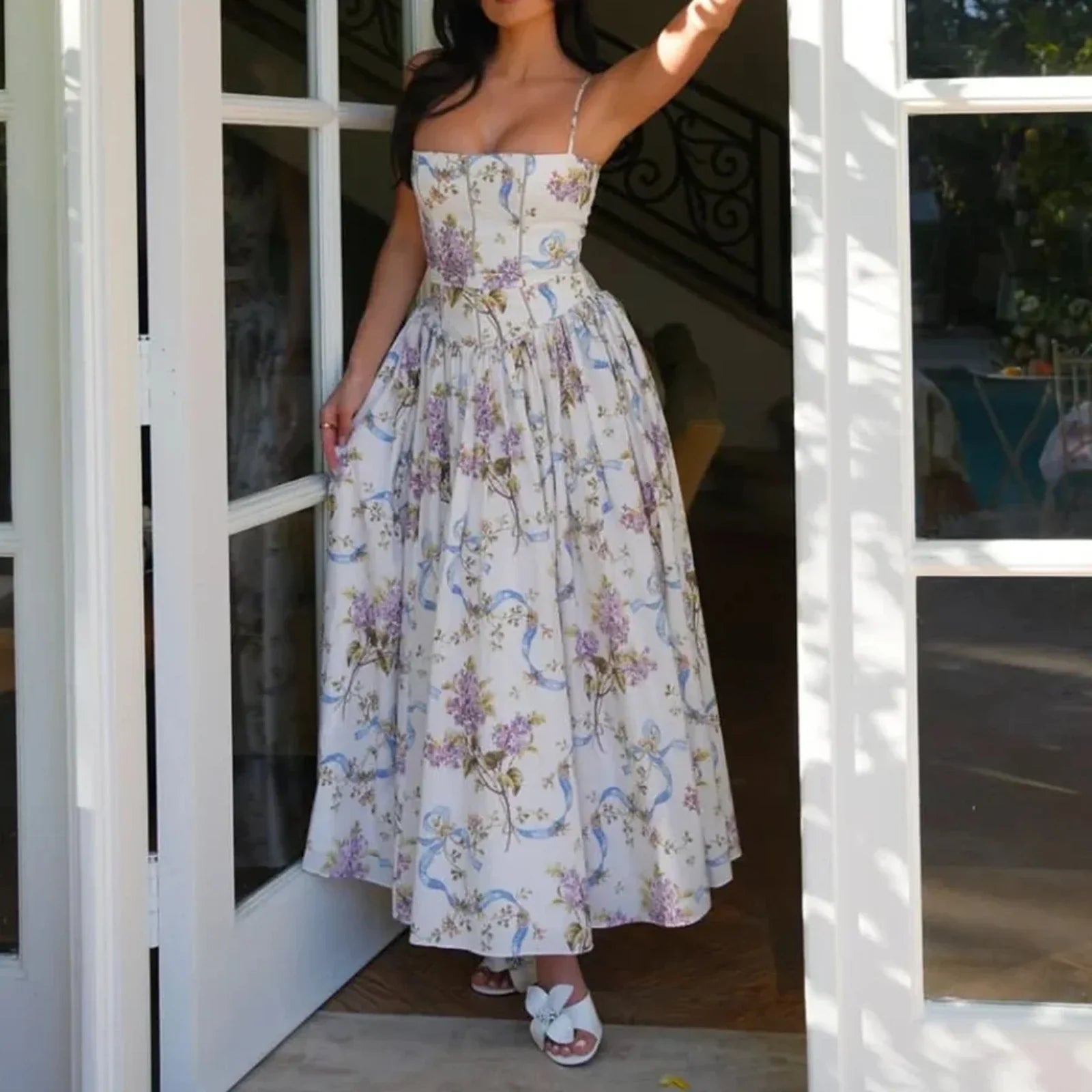 Floral Cut-Out Maxi Dress | Lightweight Fabric | Summer Casual Wear