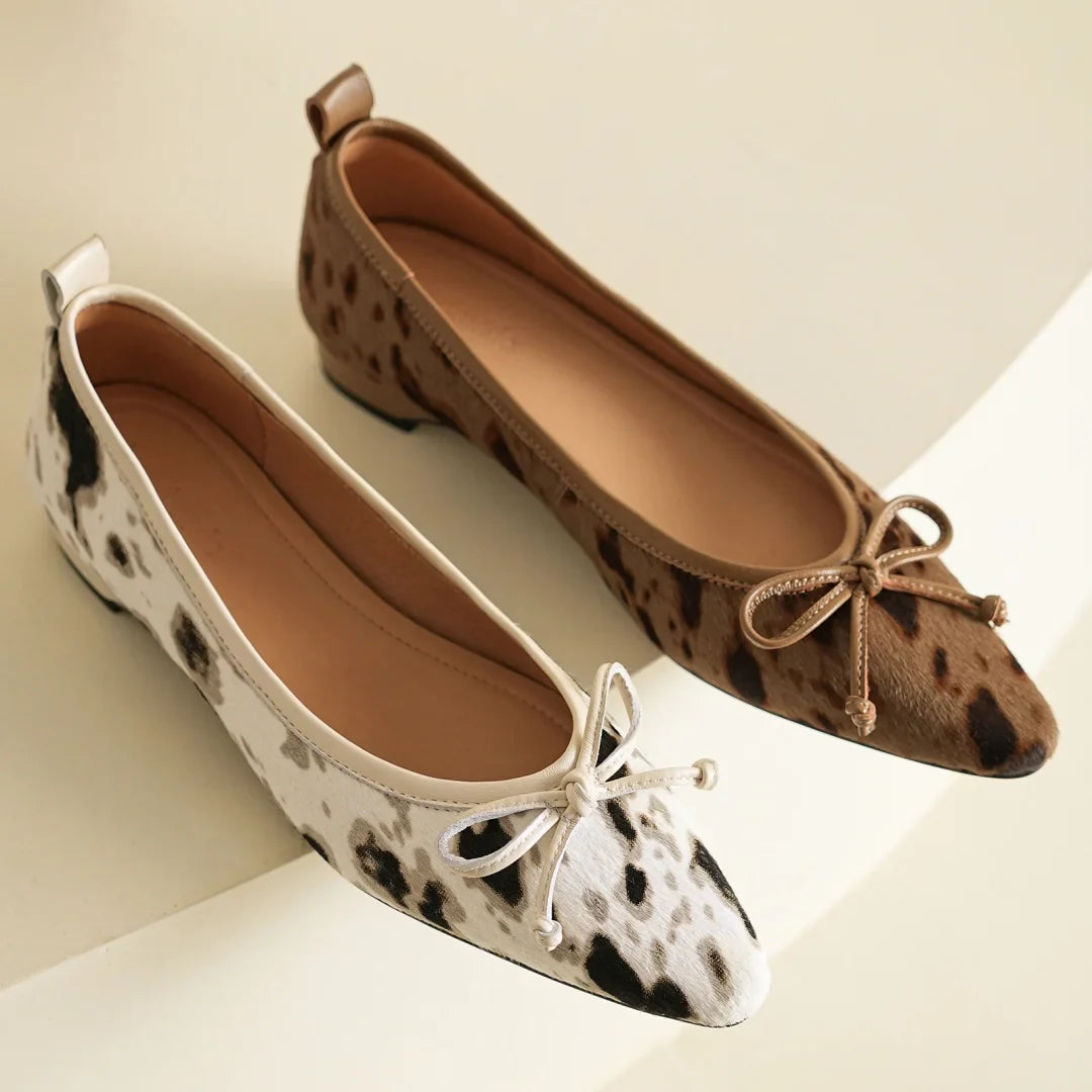 Bow Flats for Women - Comfortable Fabric Slip-On Shoes for Everyday Wear
