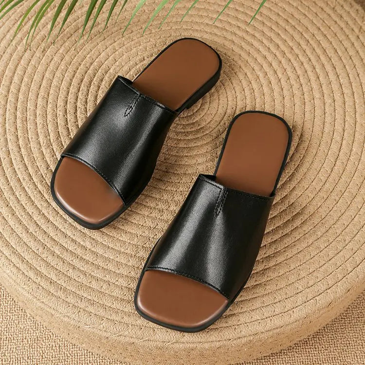 Bianca Leather Flat Sandals for Women - Casual Summer Footwear