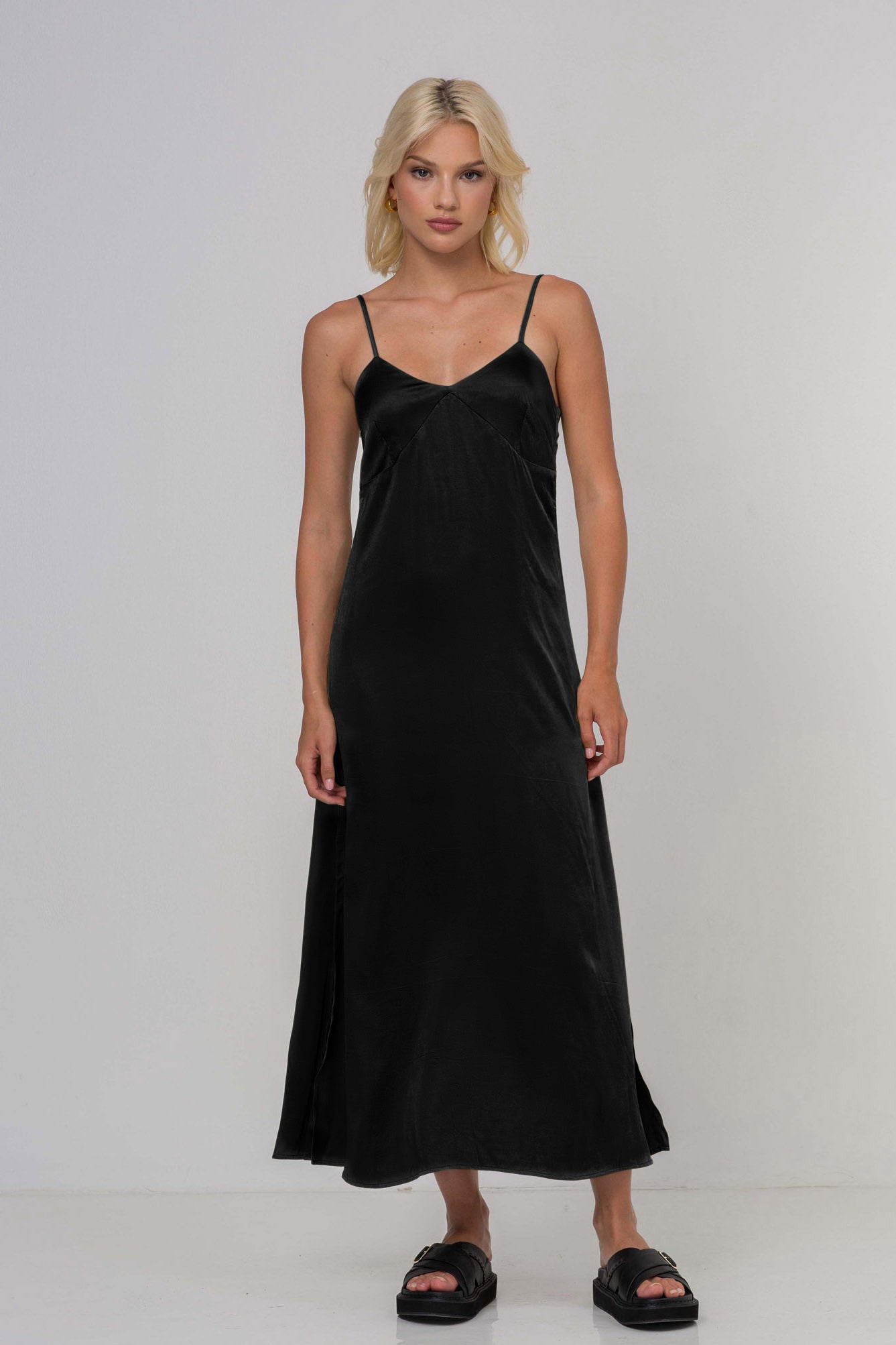 Black Cami Midi Dress | Soft Fabric | Casual Wear | Elegant Design