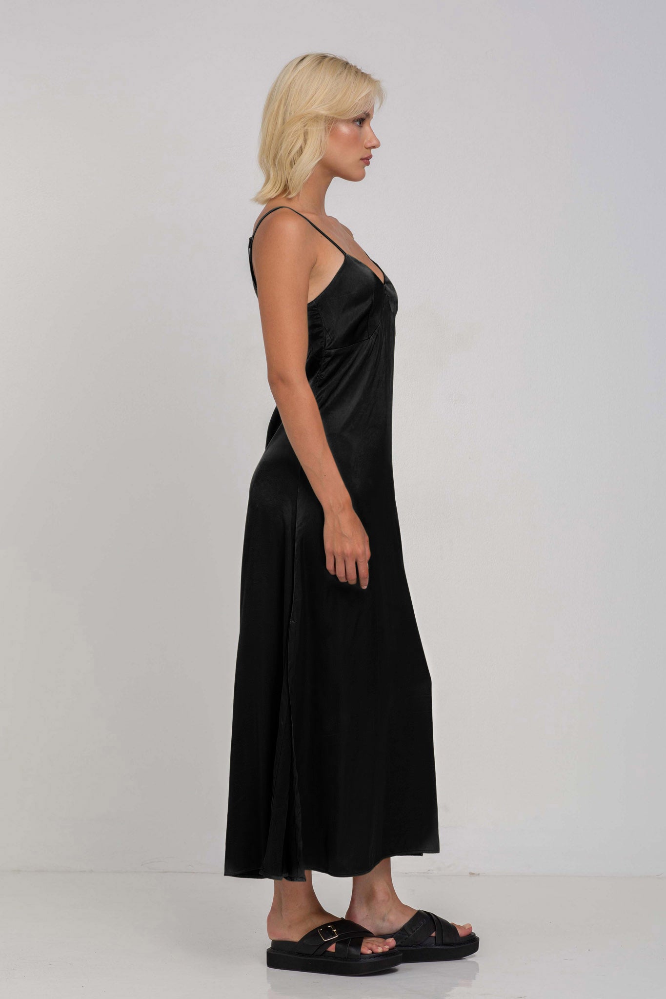 Black Cami Midi Dress | Soft Fabric | Casual Wear | Elegant Design
