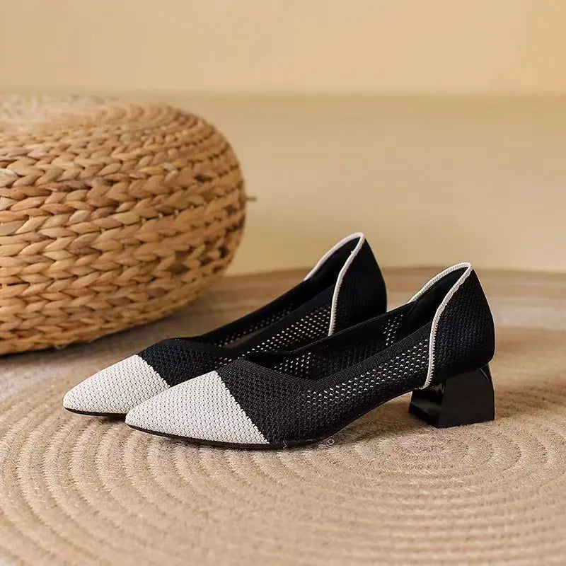 Knit Heels for Women - Comfortable Knit Upper, Elegant Design for Casual Wear