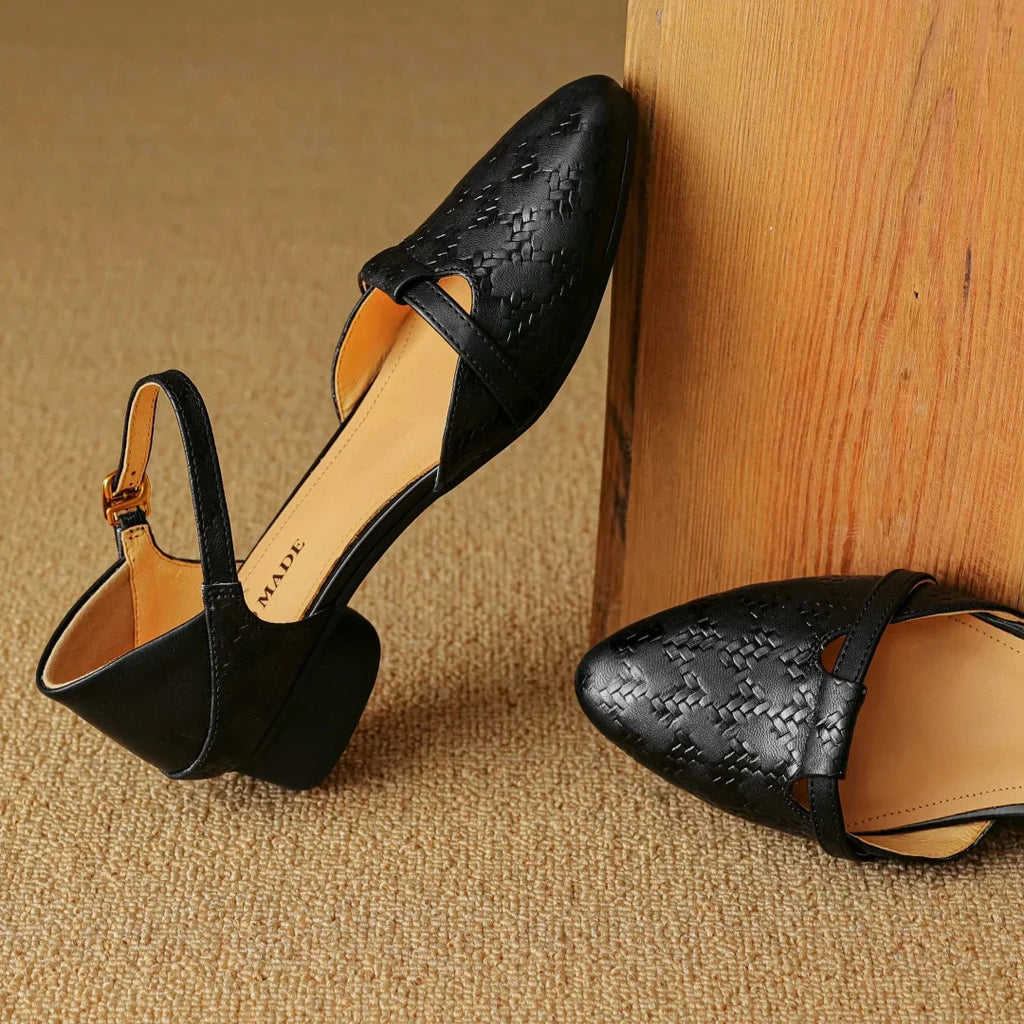Leather Heels for Women - Emilia Style - Elegant Dress Footwear in Black
