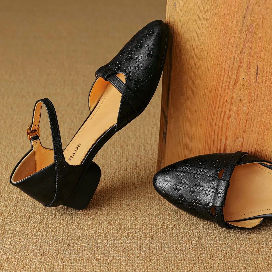 Leather Heels for Women - Emilia Style - Elegant Dress Footwear in Black
