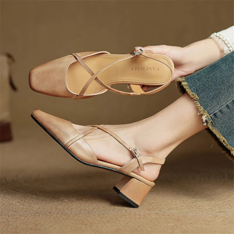 Elegant Leather Heels for Women - Classic Dress Shoes for Formal Occasions