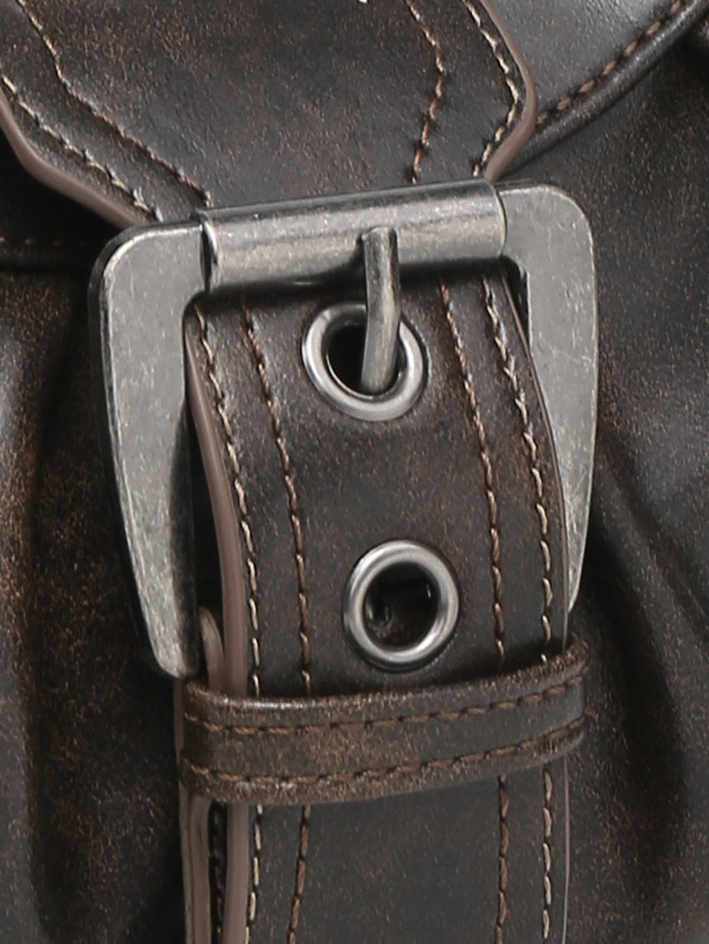 Distressed Faux Leather Hobo Bag with Buckle Detail for Everyday Use