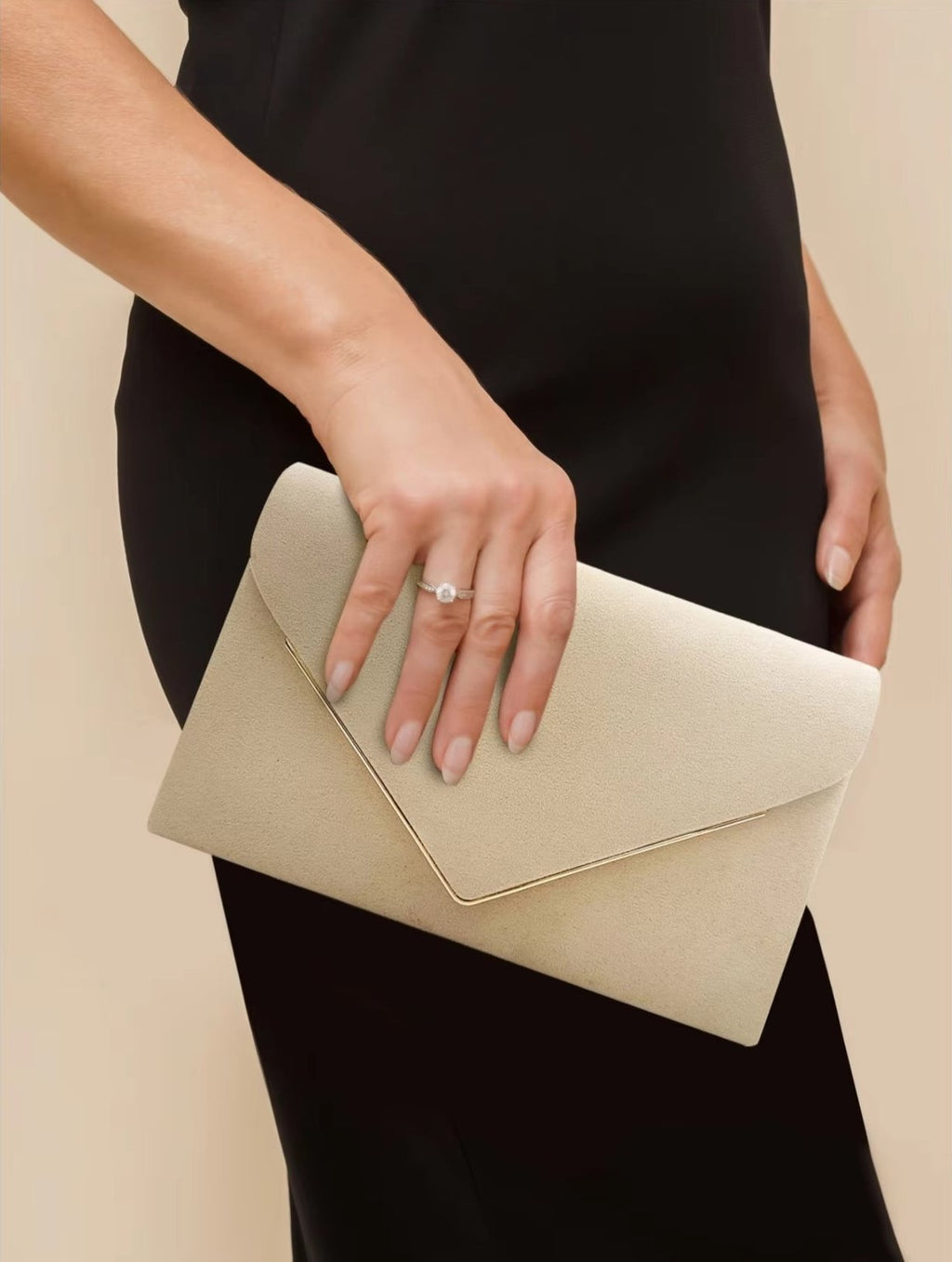 Suede Velvet Envelope Clutch Bag for Evening Events and Parties
