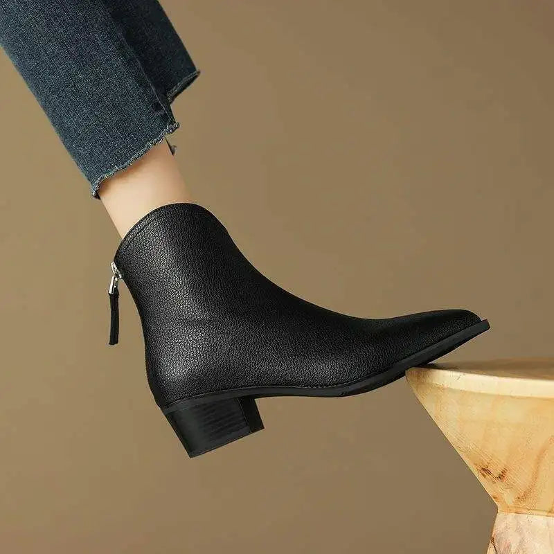 Leather Ankle Boots for Women - Classic Design for Everyday Wear