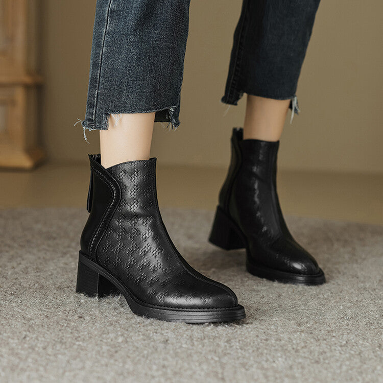 Ankle Boots for Women - Leather, Casual Style, Everyday Wear, Black