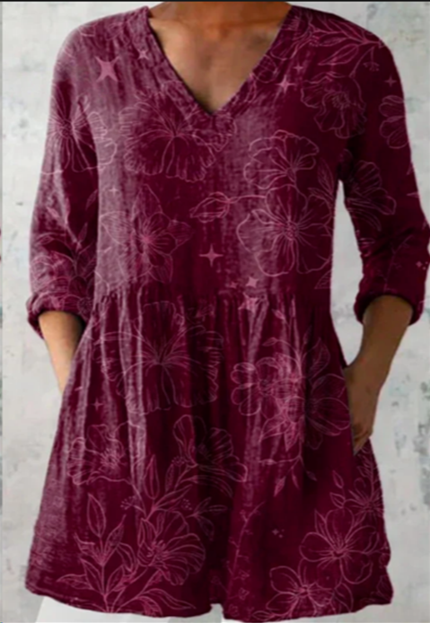 Everyday Elegance – Fluid V-Neck Long Blouse
