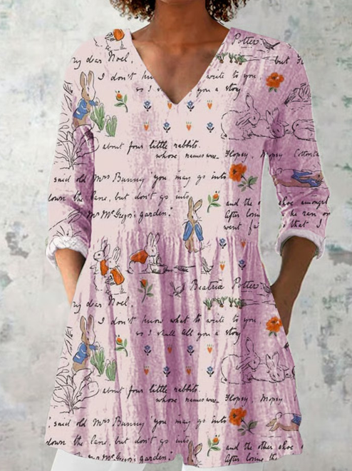 Everyday Elegance – Fluid V-Neck Long Blouse