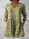 Everyday Elegance – Fluid V-Neck Long Blouse