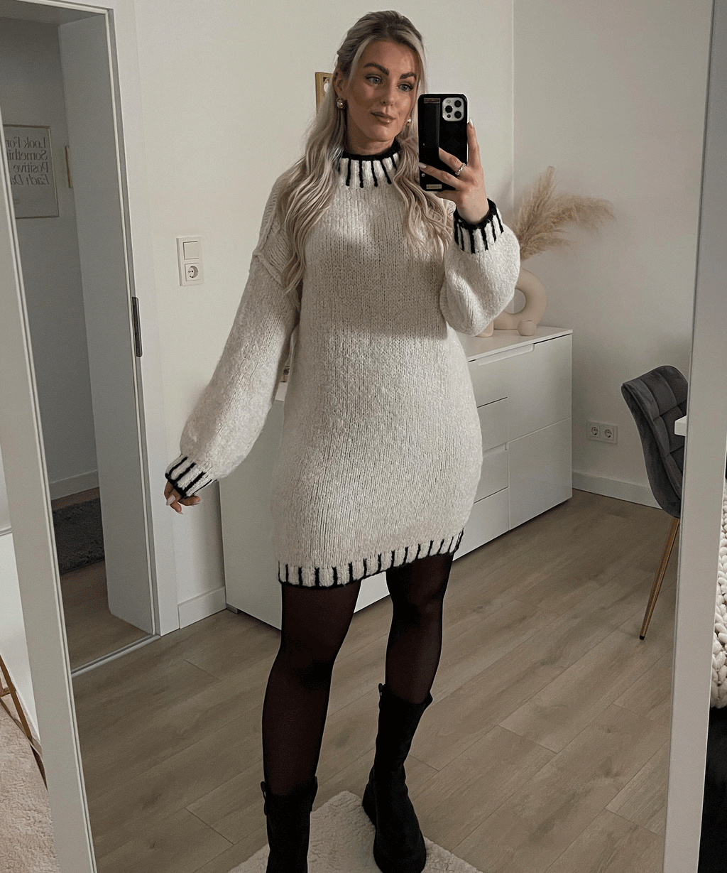 Cozy Soft Knit Long Sleeve Midi Dress for Winter Wear