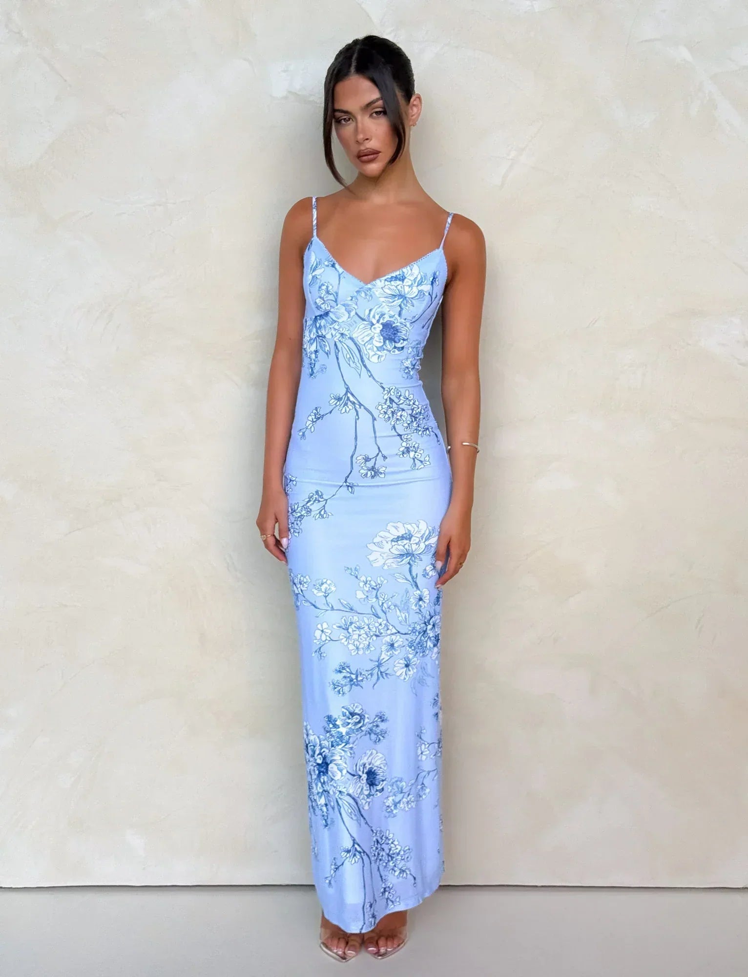 Rose Stripe Flowy Maxi Dress | Elegant Sleeveless Design for Casual Wear
