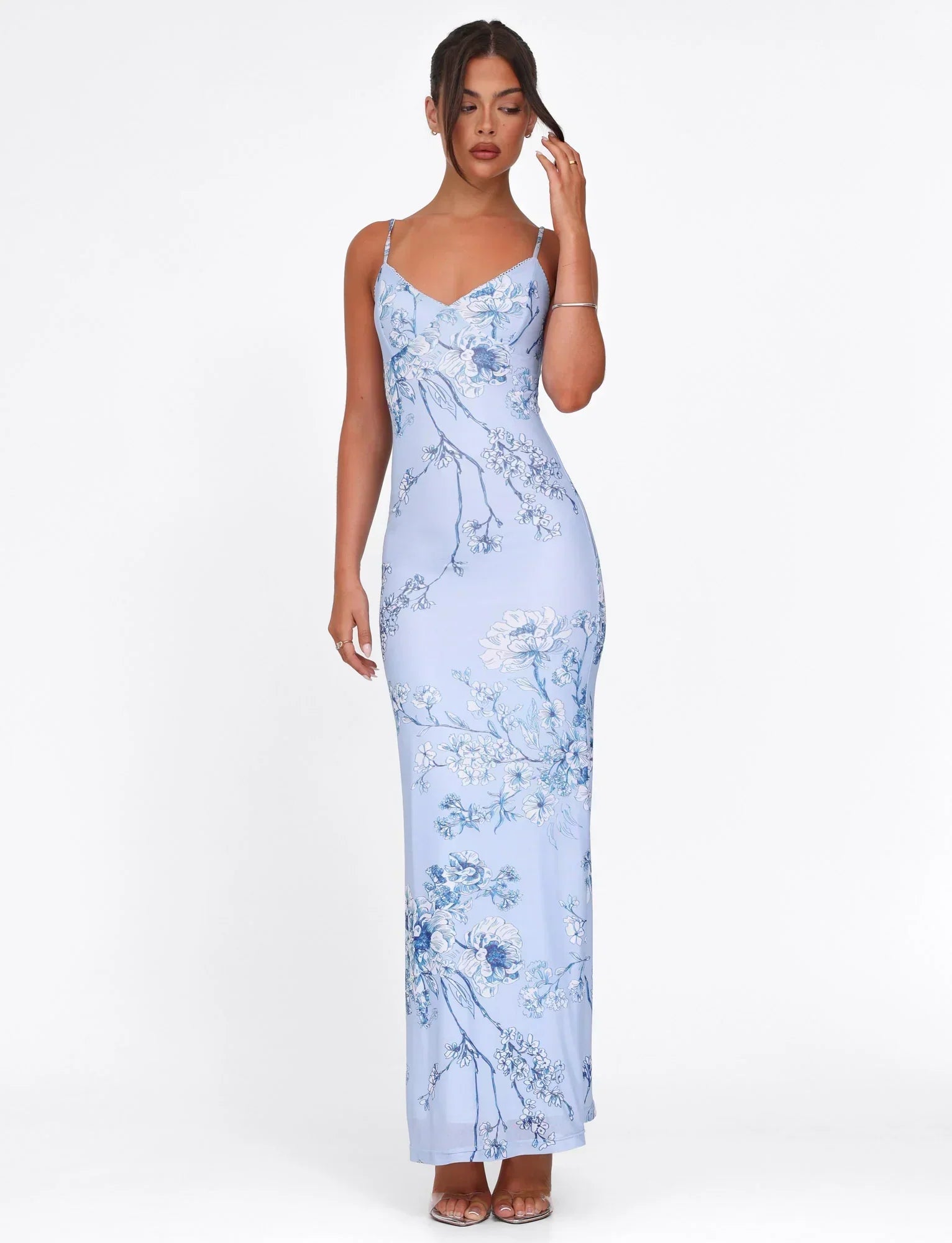 Rose Stripe Flowy Maxi Dress | Elegant Sleeveless Design for Casual Wear