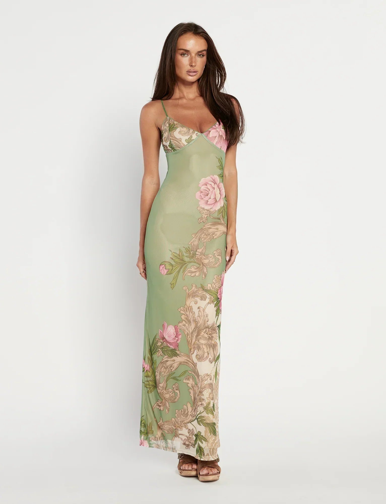 Rose Stripe Flowy Maxi Dress | Elegant Sleeveless Design for Casual Wear