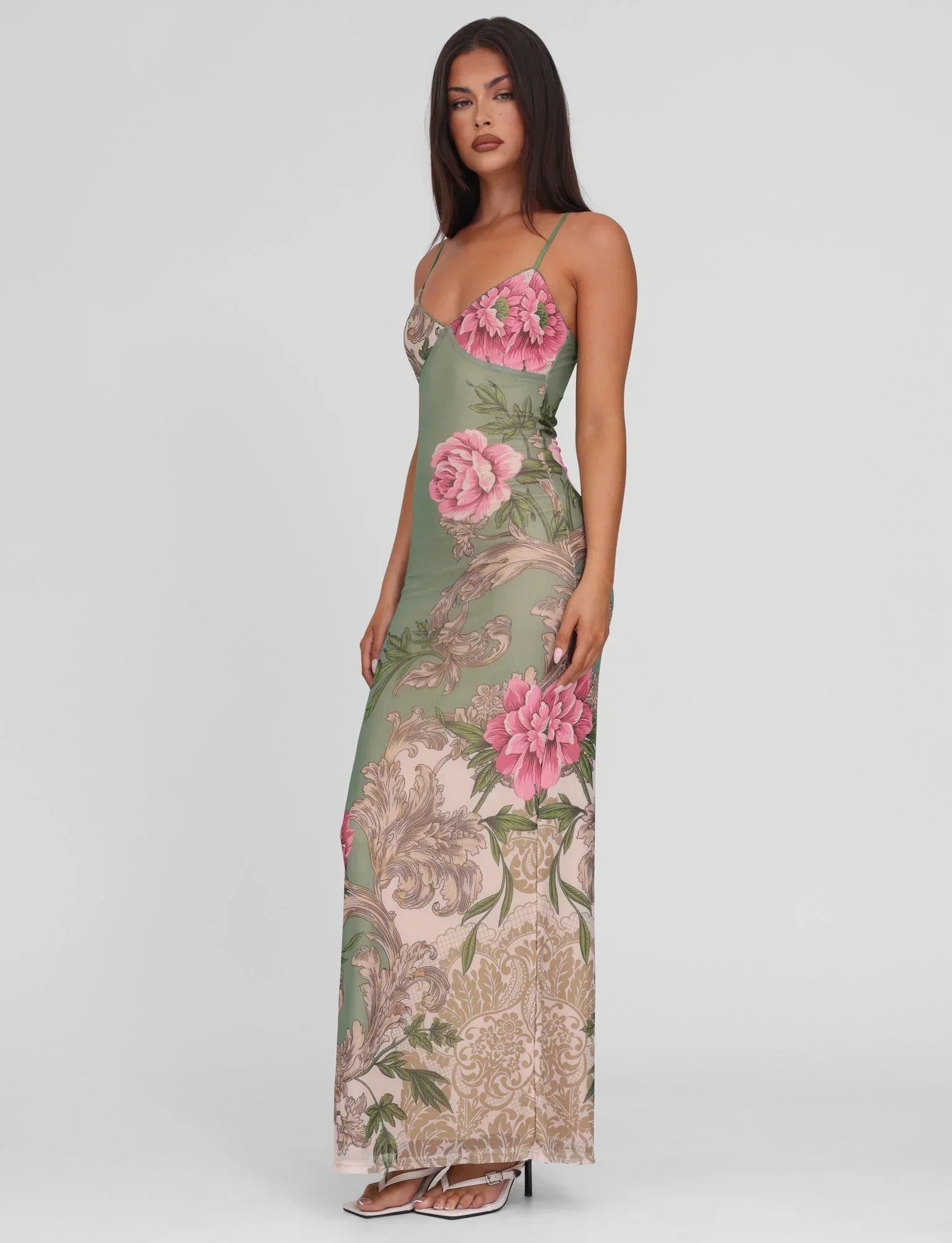 Rose Stripe Flowy Maxi Dress | Elegant Sleeveless Design for Casual Wear