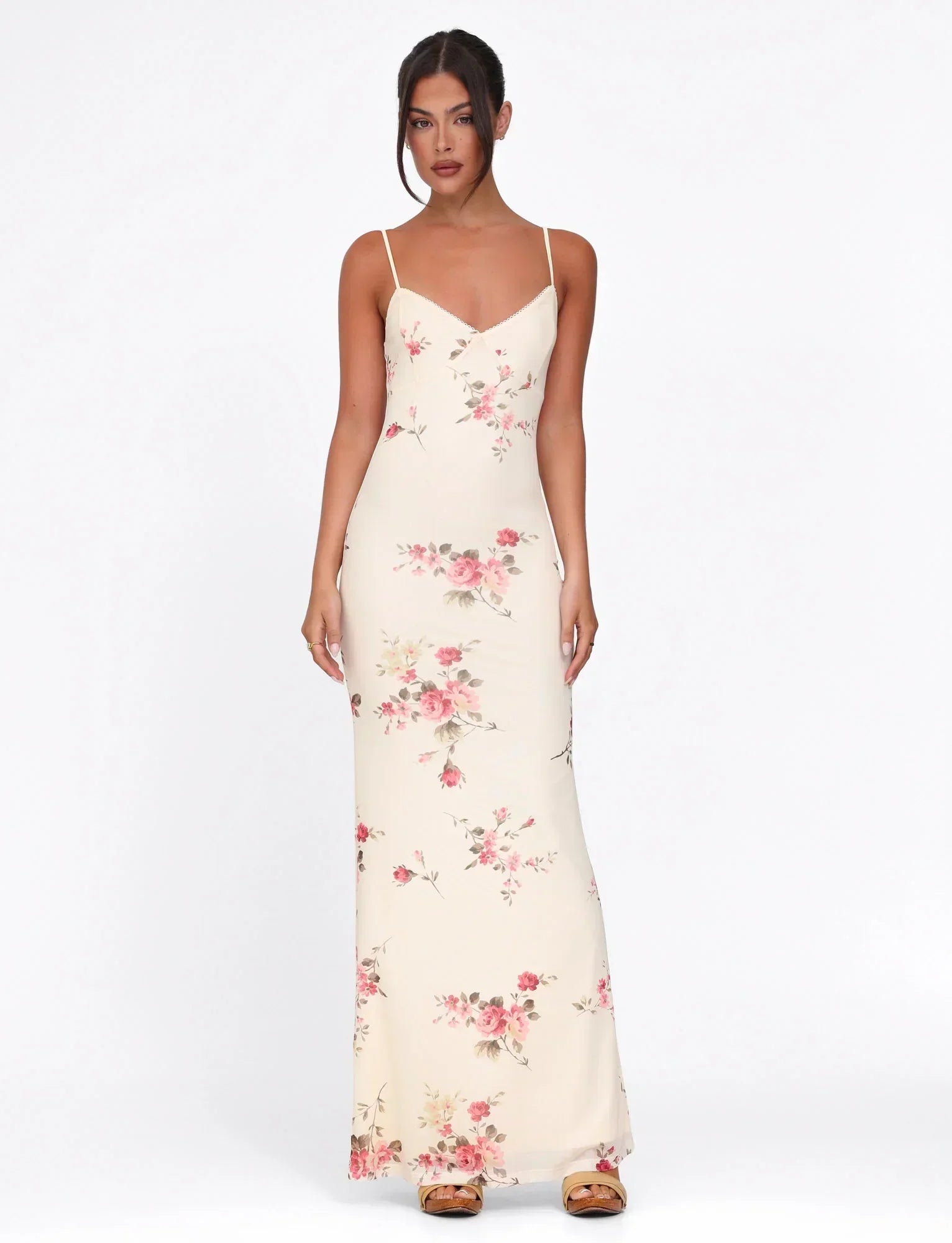 Rose Stripe Flowy Maxi Dress | Elegant Sleeveless Design for Casual Wear