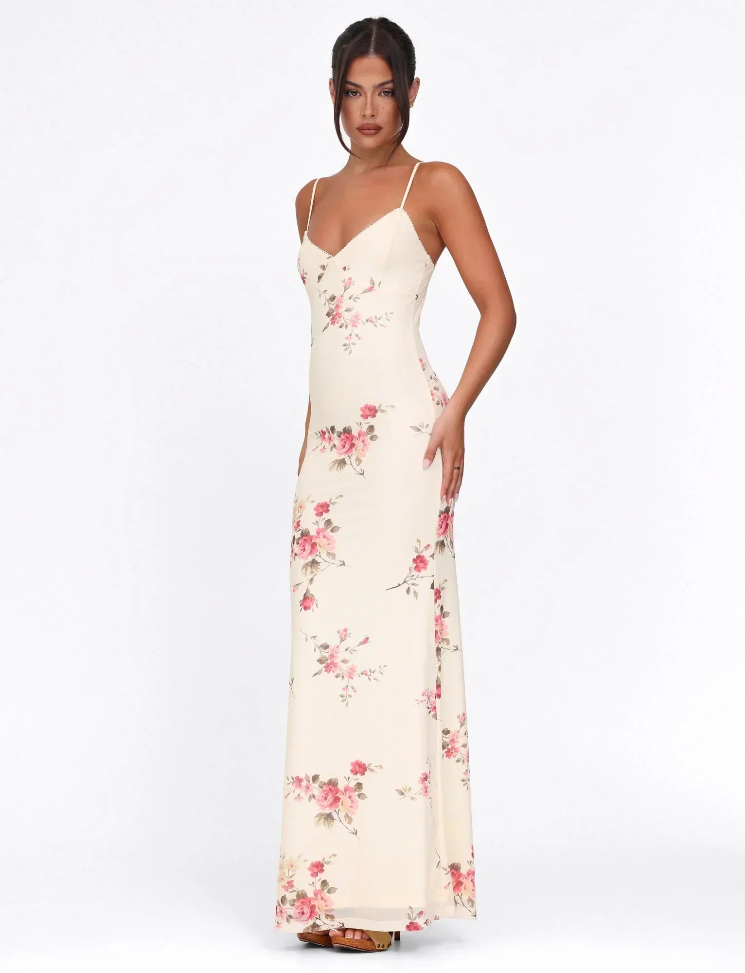 Rose Stripe Flowy Maxi Dress | Elegant Sleeveless Design for Casual Wear