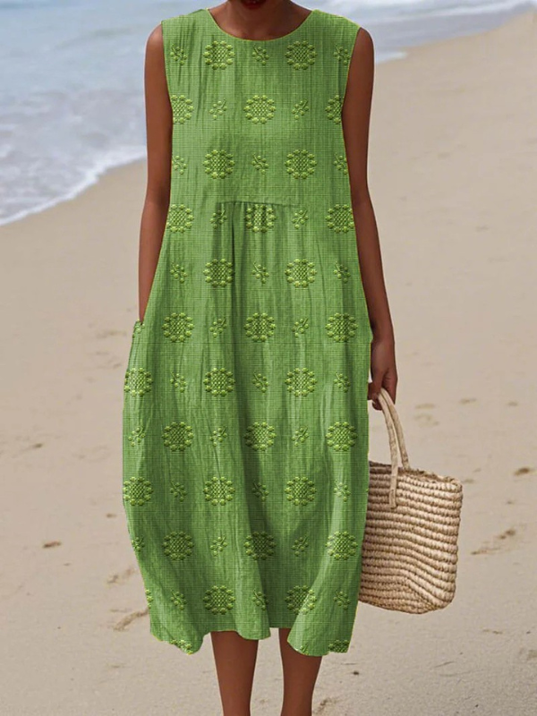 Brunch Ready – Relaxed Fit Patterned Midi Dress