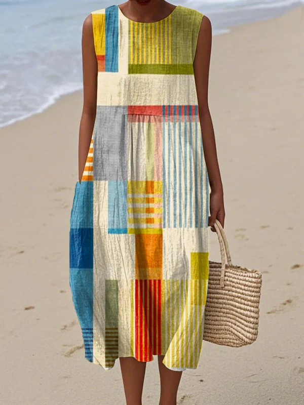 Brunch Ready – Relaxed Fit Geometric Midi Dress