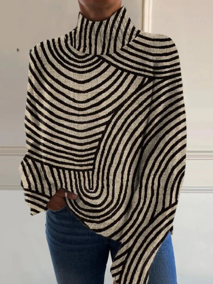 Hand-Drawn Line Turtleneck Sweater