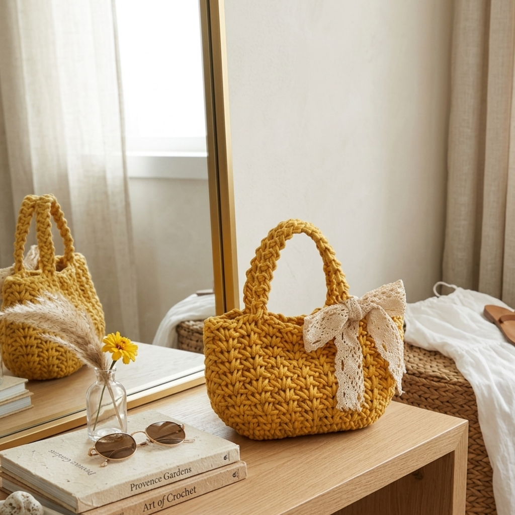 Soft Weave Tote Handbag - Minimalist Design - Eco-Friendly Sustainable Bag